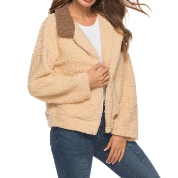 

Women Coat Elegant Thick Warm Fashion Outerwear Long Fake Jacket Vintage Casaco Femme Warm Tweed Jacket Elegant Overcoat Y913