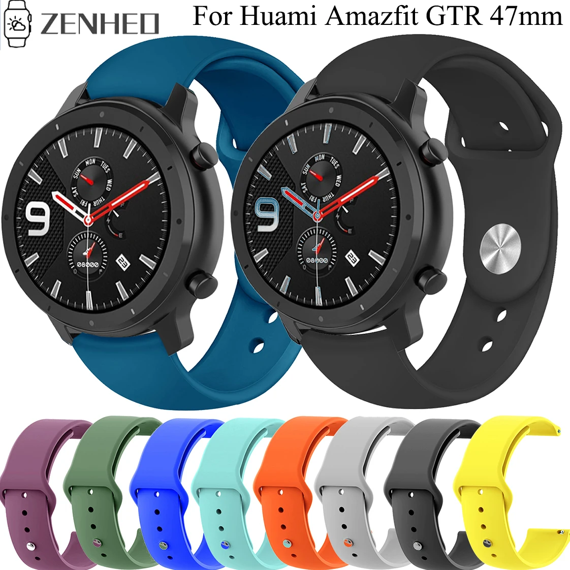 

22mm Silicone Band Strap for Huami Amazfit GTR 47mm/Pace/Stratos 2/2S Bracelet Strap for Samsung Galaxy Watch 46mm/Gear S3