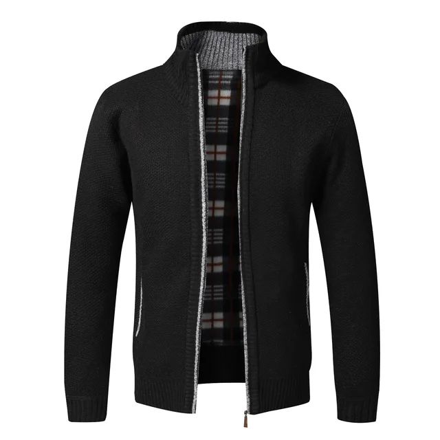 Allthemen Heren gebreide jas met capuchon Gewatteerd cardigan Mannen grof gebreid capuchon jack Winterjas Overgangsjas Warm, S