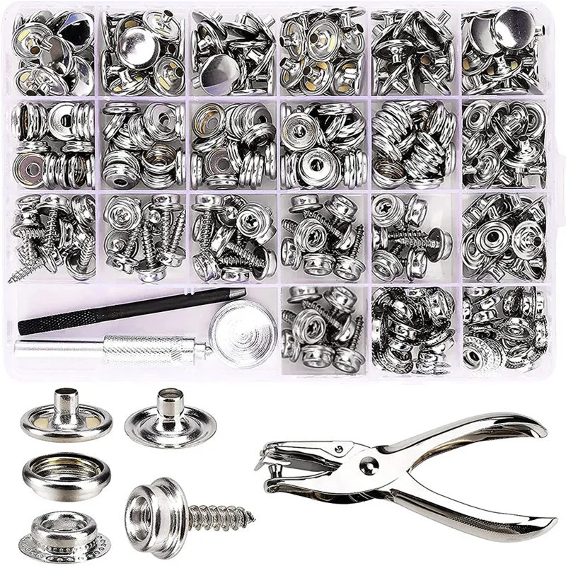 

100/270-Pieces Stainless Steel Marine Grade Canvas and Upholstery Boat Cover Snap Button Fastener Kit with Setting Tool