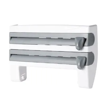 

Kitchen Plastic Wrap Storage Rack With Cutter Free Punch Aluminum Foil Barbecue Paper Rack Towel Storage Paper Towel Rack