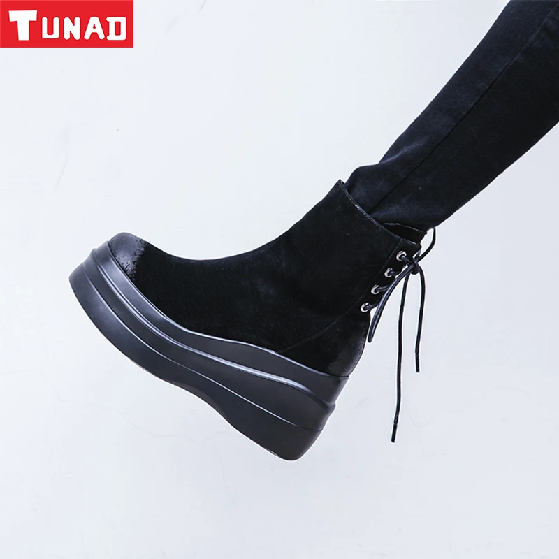 

TUNAD 2019 women's and ankle boots leather women's shoes winter large size thick bottom winter outdoor boots boots women
