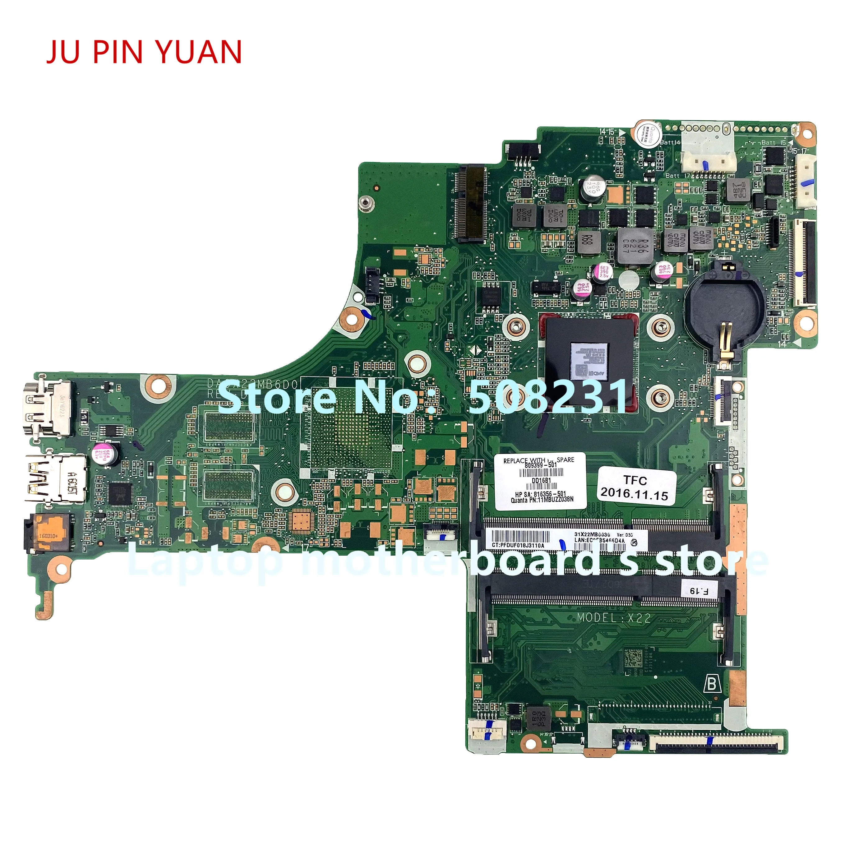 

For HP Pavilion 17Z-G000 17-G Laptop Motherboard 809399-601 809399-501 809399-001 DA0X22MB6D0 with A8-7410