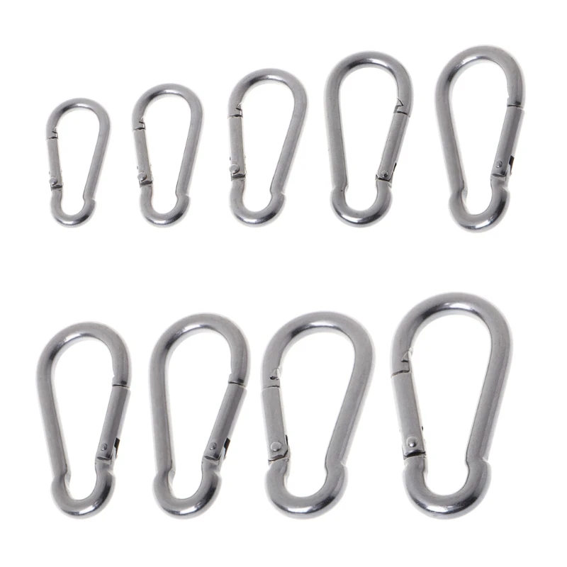 Stainless Steel Snap Clip Hook Wire Gate Carabiner Key Chain Buckle Quick Link 