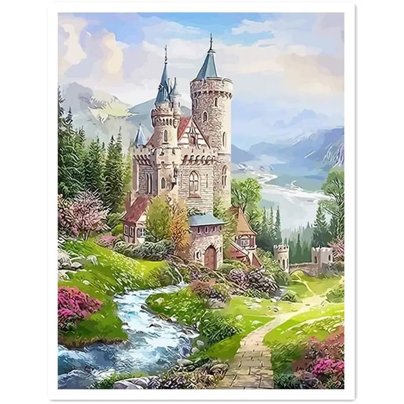 

5D castle Diamond Painting Beach by Number Kits, Painting Cross Stitch Full Drill