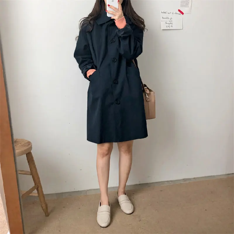 Alien Kitty Autumn Fashion Loose Female Windbreaker OL Mid-Length 2020 All Match Chic Casual Trench Elegant Cardigans Coats