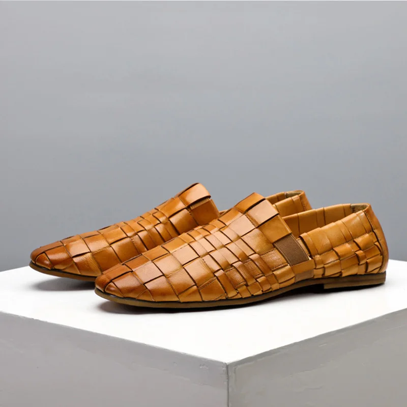 Обувь больших размеров 46 Мужская обувь из натуральной кожи ручной вязки Мужская Повседневная дышащая обувь в британском стиле Модные