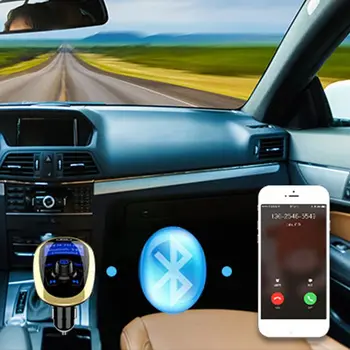 

Auto MP3 Music Player FM Transmitter Car Bluetooth Adapter Support TF Card AUX Hands-free Calling Car Charger