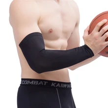 Сплошной черный рукав для бега на открытом воздухе дышащий нейлоновый нарукавник Регулируемый баскетбольный Налокотник