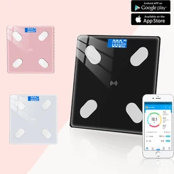 Bluetooth Electronic Scale Smart BMI Body Fat With LED Wireless  Bathroom Scale Balance Body Composition Weight Household Scales