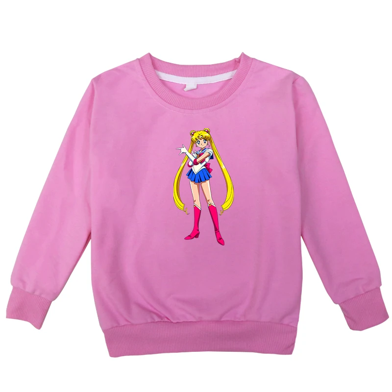 Sailor Moon Print Kids Girls Spring Autumn Cotton Clothes Sweatshirt Fashion Baby Boys Long Sleeve Blouse Sweat Enfant Fille