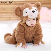 Baby Boy Girl Clothes Romper Onesie Newborn Cartoon Bear Costume Funny Rompers Flannel Warm Winter Infant Clothing 2