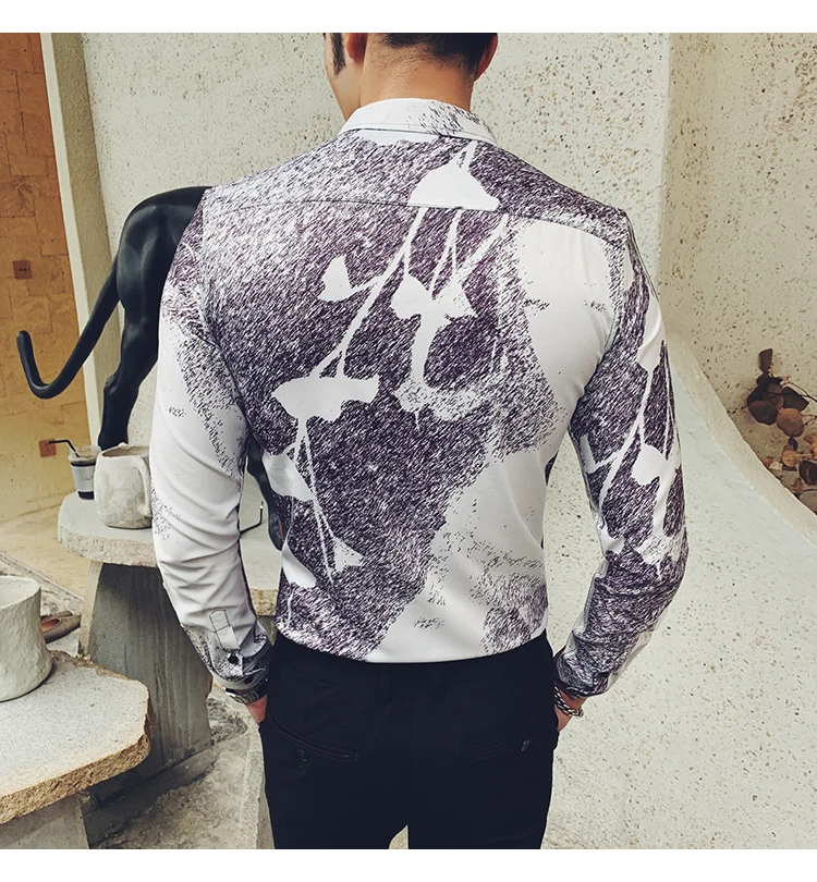 2019 Премиум Мужская одежда Camisa Homem красные брендовые модные рубашки с длинными рукавами и принтом для девочек мужские повседневные рубашки