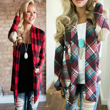

Fashion Spring Womens Plaid Long Sleeve Shirts Casual Loose Cardigan Flannel Tops