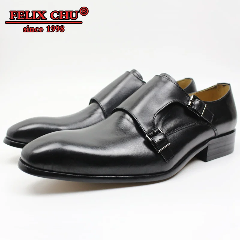 

LUXURY MEN LEATHER SHOES CASUAL SLIP ON DOUBLE BUCKLE STRAP FORMAL MEN OFFICE BUSINESS WEDDING BLACK SHOES DRESS MEN LOAFERS