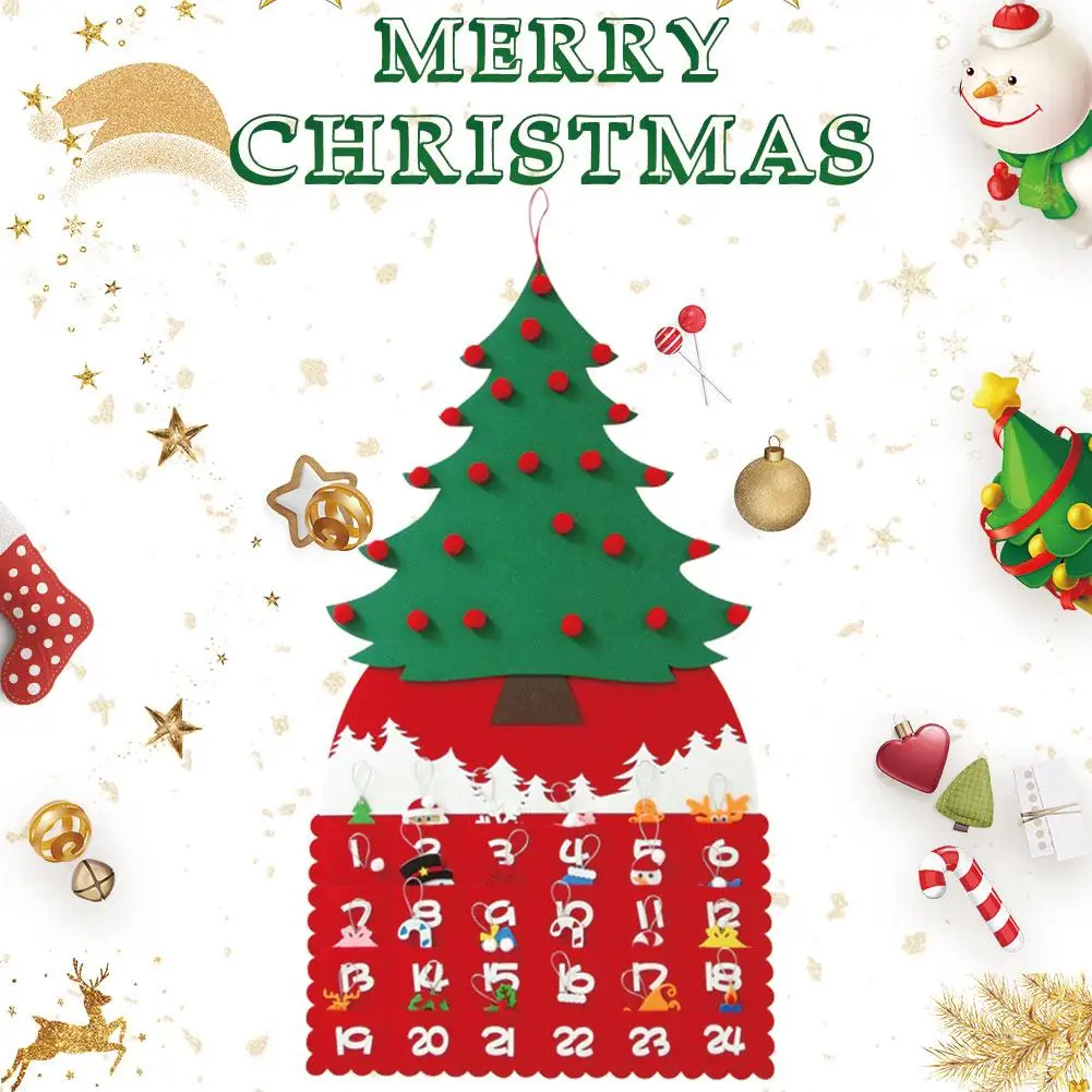 Войлочные Рождественские елочные украшения Адвент календарь Набор DIY рождественские украшения обратного отсчета настенные подвесные детские подарки