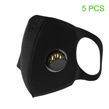 

5pcs Dustproof Masks Sponge Protective Mask with Valve for Exhaust Gas Pollen Allergy PM2.5 Mouth Mask Breathable