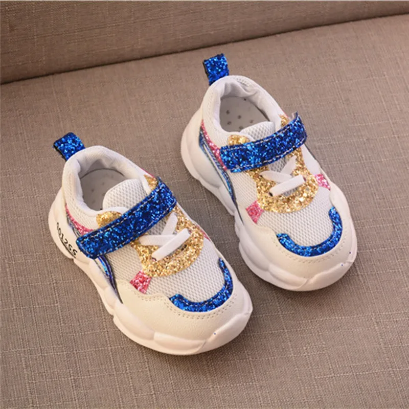 kids shoes Toddler Kids Baby Girls Boys Patchwork Mesh Sequins Bling Sport Sneakers Shoes tenis infantil#2N04