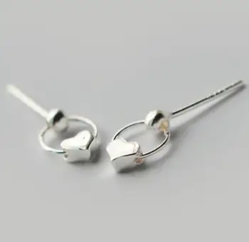 

925 Sterling Silver Christmas Gift Heart Charm Stud Earrings For Women Kids Fashion Elegant Party Jewelry EH1360