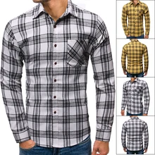 Брендовая рубашка с отворотом для мужчин осенние фланелевые рубашки в клетку с длинными рукавами Повседневные рубашки IT Man хлопок хип хоп Уличная тонкая деловая рубашка
