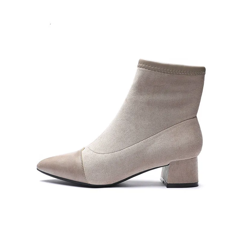 

2019 Winter Boots Women Shoes Woman Boots Fashion Square Root Lattice Ankle Boots Square Ankle Boots zapatos de mujer C12-76