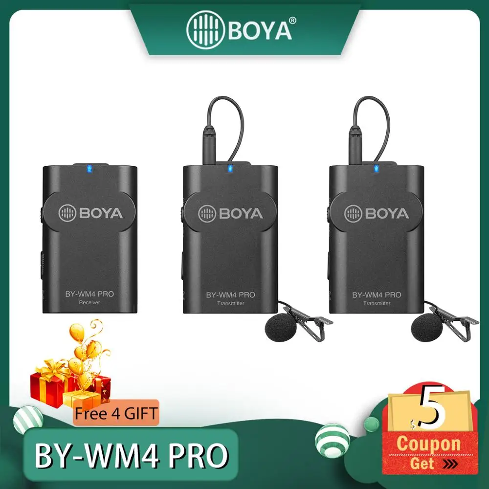 BOYA BY WM4 Mark II Pro K1/K2 беспроводной конденсаторный микрофон петличный для интервью