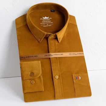 

New Arrival Cotton Corduroy Long Sleeve Button Collar Quality Warm Easy Care Regular Fit Simple Business Men Casual Shirts