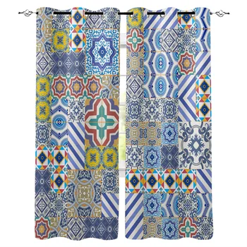 

Moroccan Doodling Color Curtains for Windows Drapes Blinds Modern Custom Printing Curtain For Living Room Bedroom Home Decor