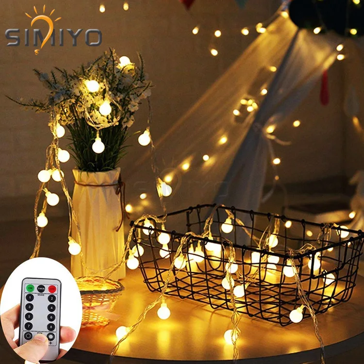 

LED Colored Lamp Dull Polish round Ball Lighting Chain Environmentally Friendly Waterproof Battery Lighting Chain Wedding Outdoo