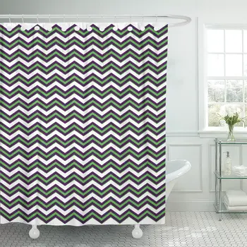 

Blue Black Geometric Pattern Zigzag Color Colorful Contour Curve Bathroom Curtain Waterproof Polyester Fabric 60 x 72 inches Set