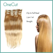 

Straight Full Head Clip In Hair Extensions Machine Made 100% Remy Brazilian Human Hair Natural Pure Color Clip Ins Hairpiece