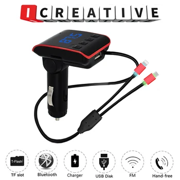 

Q10 Handsfree Wireless Bluetooth Car Kit FM Transmitter TF Card U disk AUX Player Dual USB 2.1A Car Charger