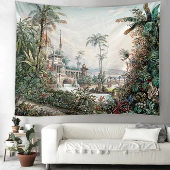 

Castle painting tapestry Indian Mandala Witchcraft Hippie Tapestry Boho decor Macrame Wall Hanging Tapestry