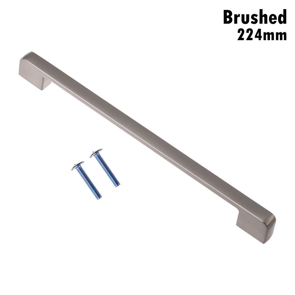 brushed-224mm 1 шт., модные ручки для шкафа из цинкового сплава черного цвета, американский стиль, кухонный шкаф, квадратный бар, ручки для мебели, дверная ручка, фурнитура - Цвет: brushed-224mm