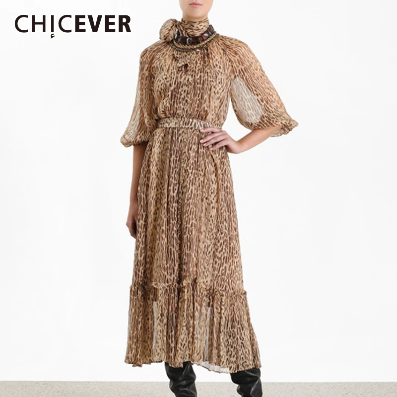 Женское платье-туника CHICEVER винтажное с высокой талией и воротником-стойкой на