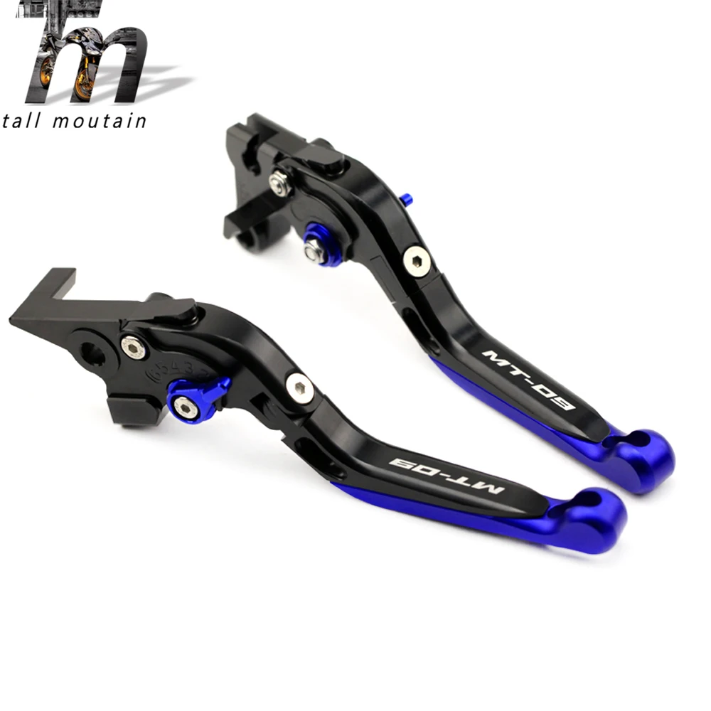 Тормозной рычаг сцепления для YAMAHA MT-09 MT09 Tracer FZ-09- 15 16 17 черный+ синий складной выдвижной Мотоцикл логотип MT-09
