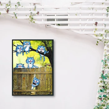 

5D DIY Full Drill Diamond Painting Creative Cartoon Cats Cross Stitch Embroidery Kits Bedroom Decorative Art Crafts Ornaments