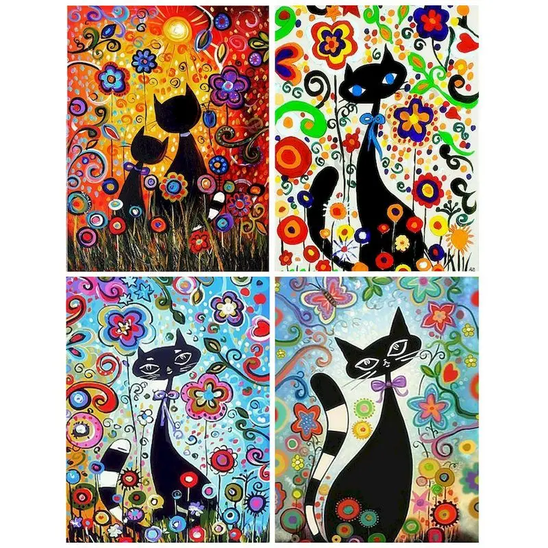Kit Pintar Por Números Para Niños - Gatito, Con Marco, Pinturas Y Pinceles, Manualidad Educativa Para 5-11 Años