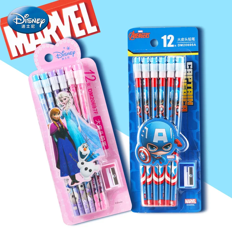 

Frozen Stationery HB pencil with pencil sharpener Disney Captain America writing painting tools school supplies boys girls gifts