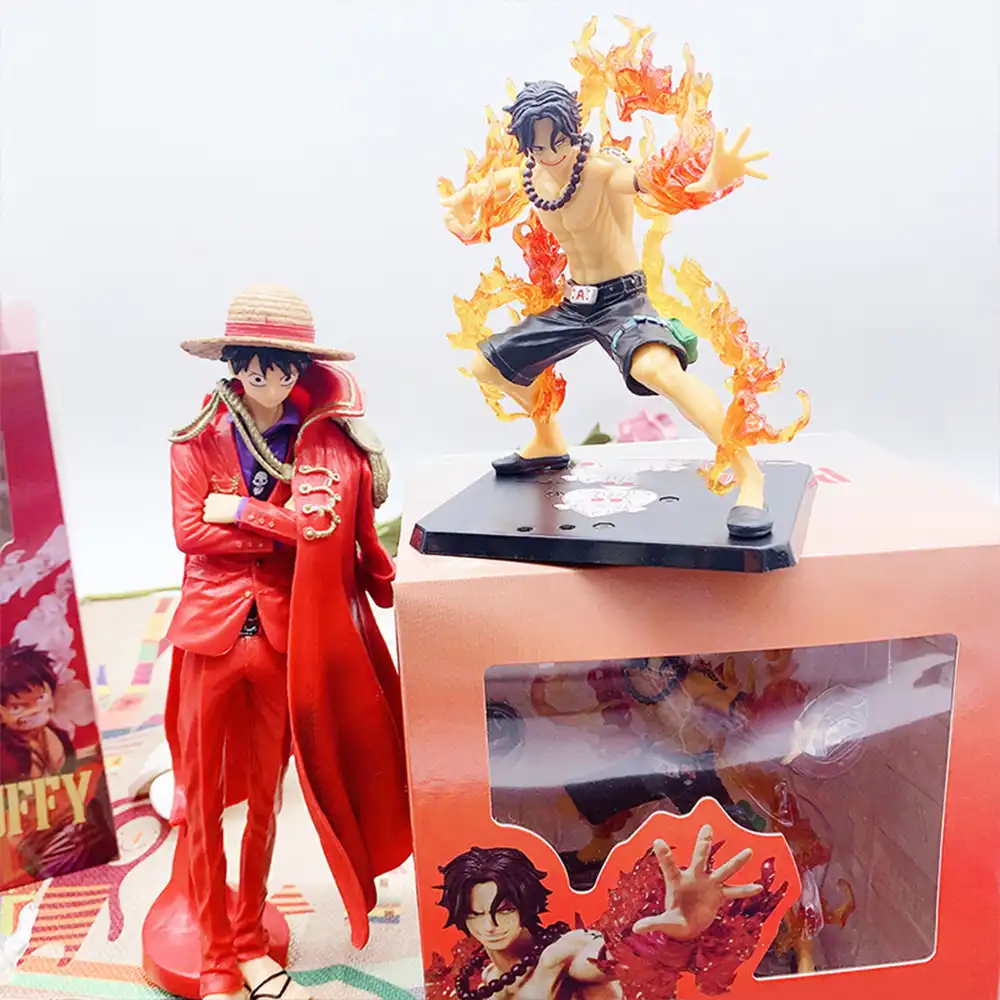 One Piece Luffy th Anniversary Pvc Action Figure Red Cloak The Ultimate King Luffy Fire Fist Ace Collectible Model 25cm Aliexpress