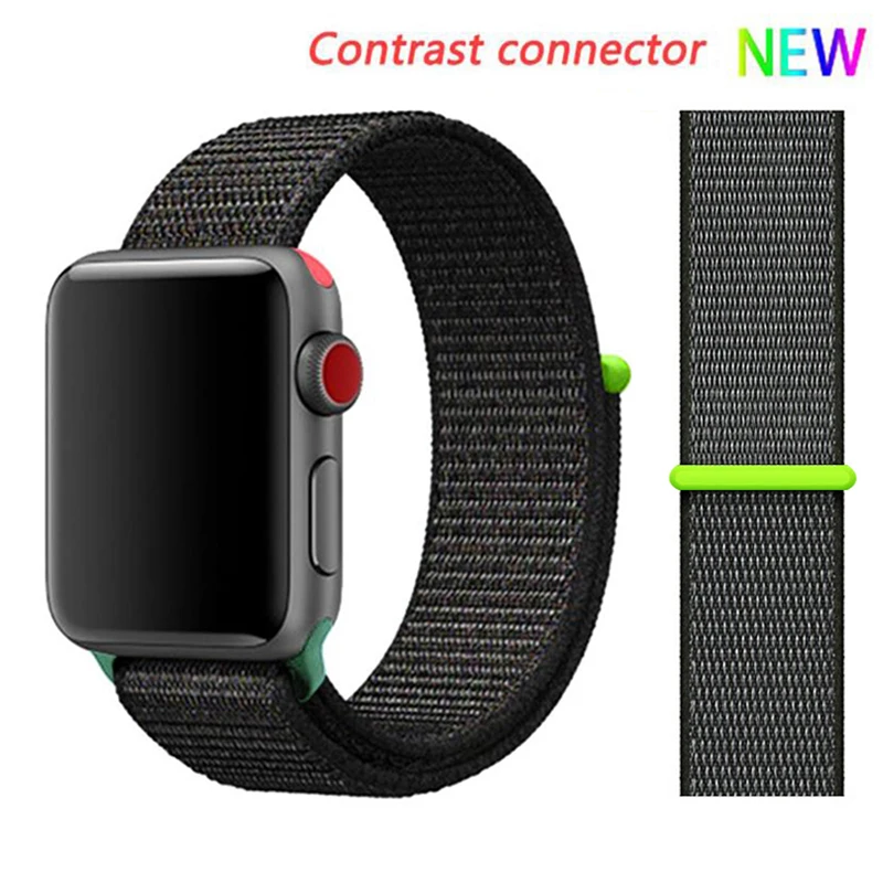 Black red 4 hit Нейлоновый ремешок для Apple watch 5 ремешок 44 мм 40 мм iWatch ремешок 42 мм 38 мм спортивный ремешок для часов Браслет Apple watch 4 3 2 1 38 40 44 мм - Цвет ремешка: Black red 4 hit