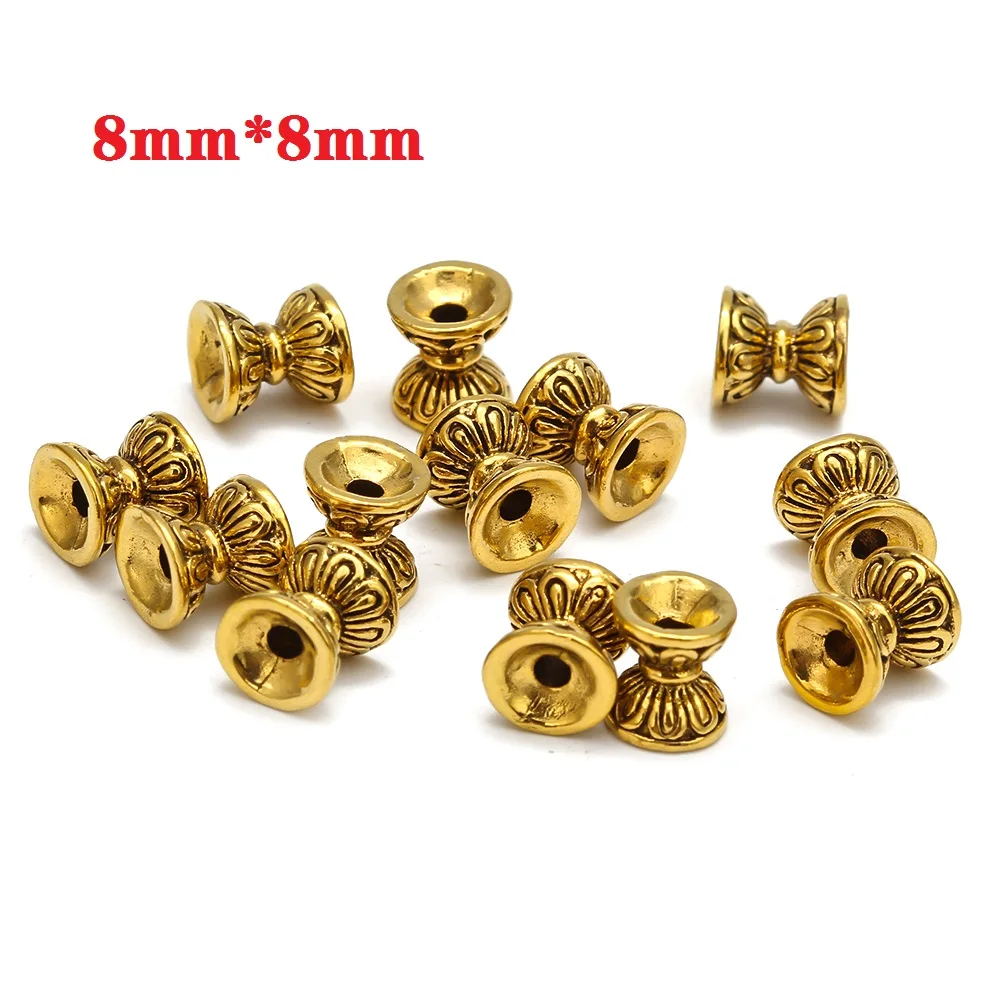 Meibeads 50 шт./лот Модные Ретро двойные лотоса 8*8/6*6 Шапки из бисера для ожерелья браслеты бижутерия своими руками аксессуары UF5414 - Цвет: 04