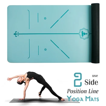 Doppelseitige Yoga Matte 183X60 CM Position Linie Pilates Matten Gym Nicht Slip Fitness Matte Für Anfänger Umwelt Gymnastik Matten 1