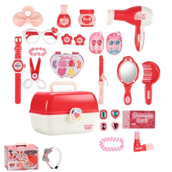 

26/29/33 Pcs Children Makeup Pretend Paly Suitcase Hairdressing Kit Toys