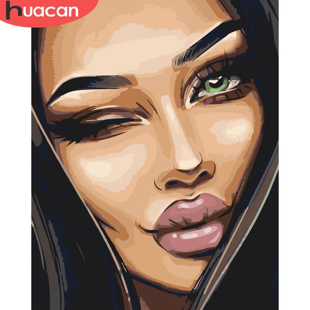 

HUACAN Oil Painting Girl Kits Drawing Canvas HandPainted DIY Pictures By Numbers Portrait Home Decoration Gift Art