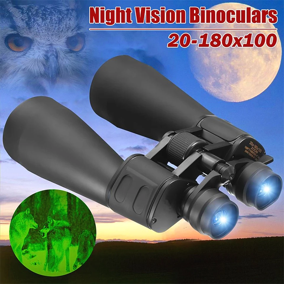 big powerfull binoculars 20-180x100 zoom telescope HD Optical Lens Wide-angle Long Range Binocular Eyepiece Lll Night Vision