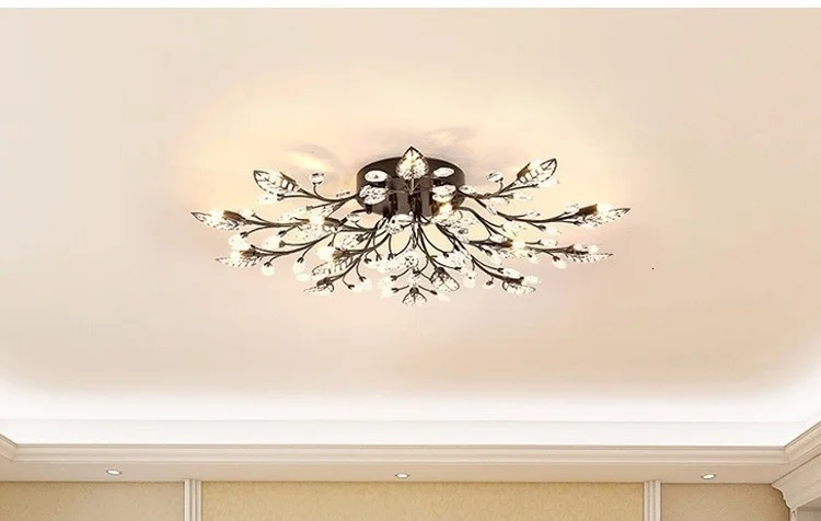 Modern LED Chandelier Fixtures For Living Room Crystal Lampshade Decor Home Lighting Black Gold Bedroom Lustre Ceiling Lamp