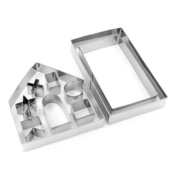 

10pcs Stainless Steel Christmas House Cookie Cutter Kit 3D Chocolate House Cookie Cutter Set PI669
