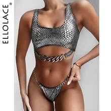 Ellolace Animal Fashion Sexy Bikini Set Swimsuit Female Swimwear Solid Fashion Bathing Suit Beach Wear 2020 New Fashion Biquini