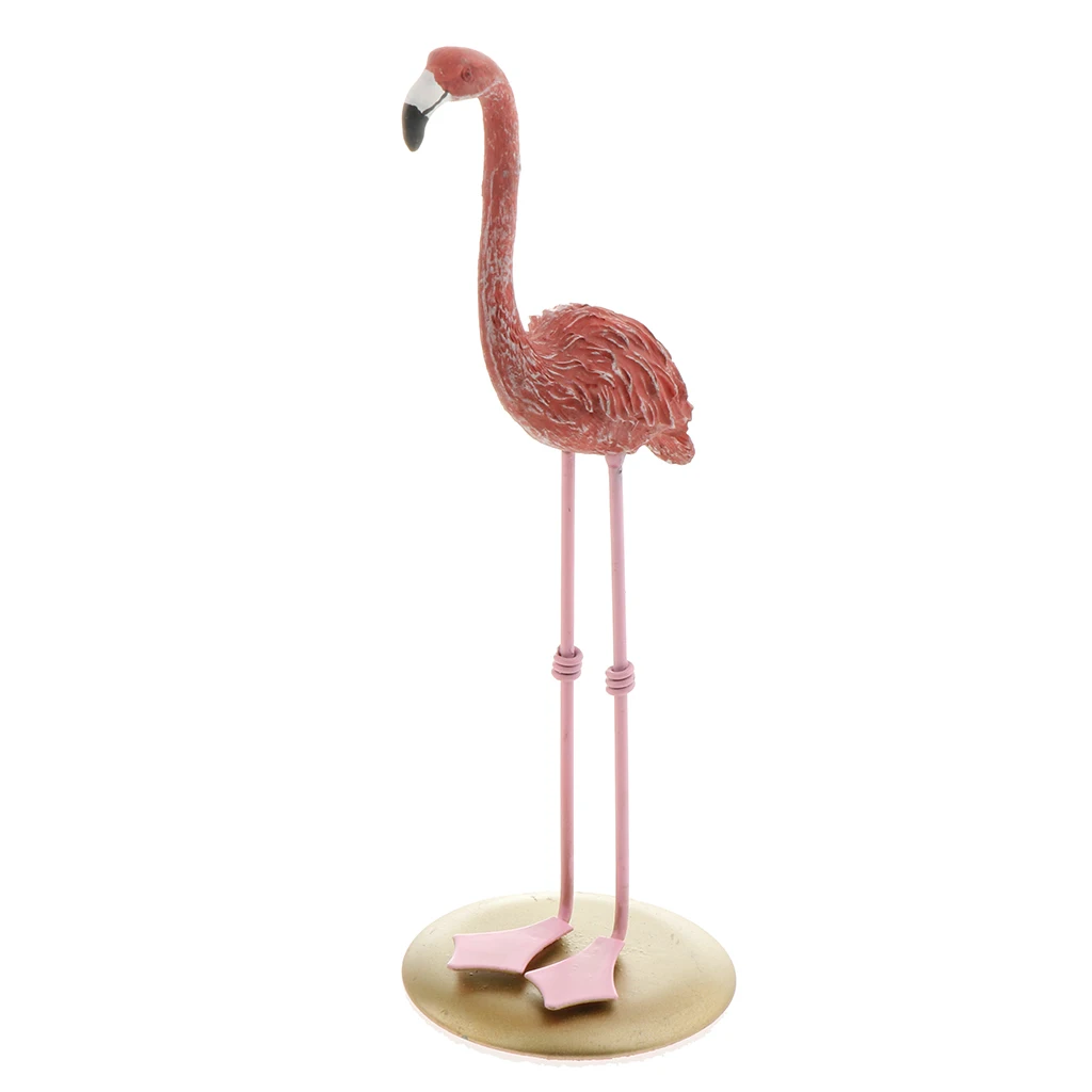 Pink Standing Flamingo Birds Statue Collectiable Figurines Garden Ornament for Lawn Patio Pond Grassland